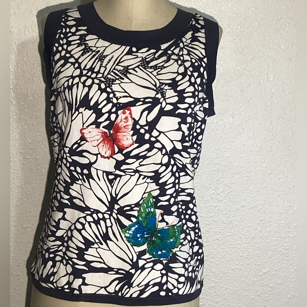 Pierri New York sweater short sleeve butterfly blouse size XL